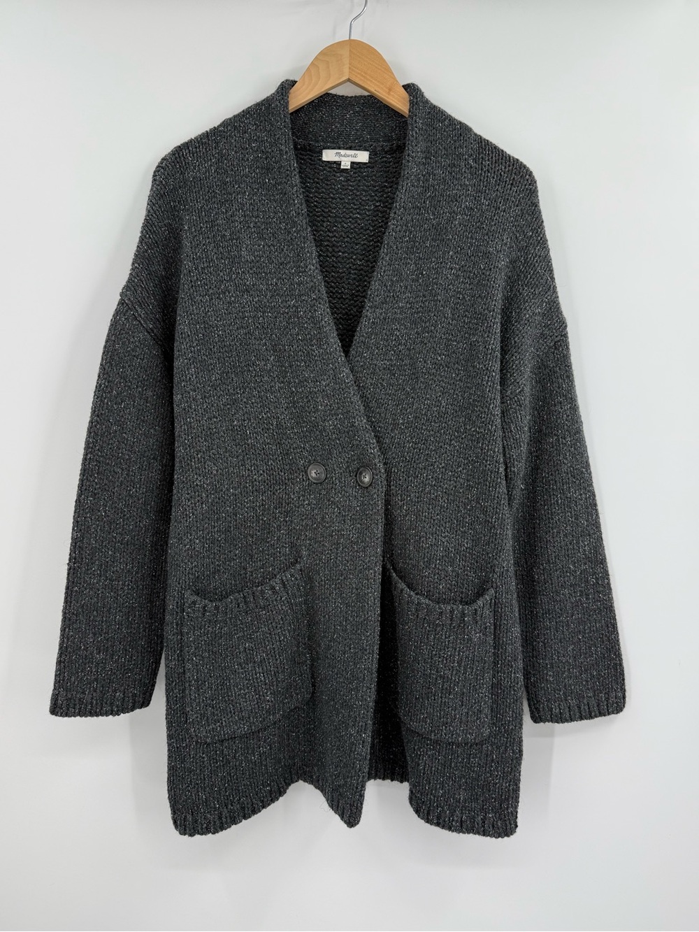 Madewell Glenhill Wool Silk Blend Oversized Sweater-Coat | Ashland Slate | Small